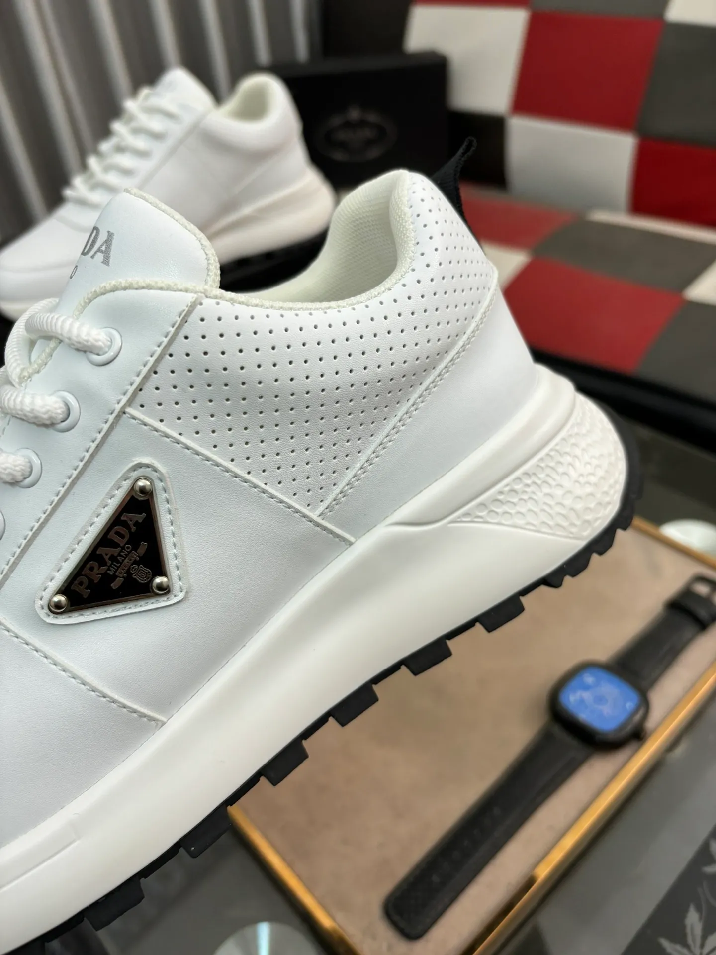 Men's shoes 💰440⌚️⌚️【PRADA】Prada Hong Kong counter casual shoes, counter quality, high-quality workmanship, uppers made of imported breathable fly mesh fabric, comfortable and breathable lining, original air cushion elastic outsole, casual fashion, high-end quality, size: 38-442️⃣Colors available